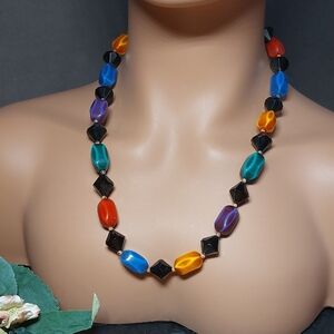 Vintage Colorful Chunky Bead 22" Necklace